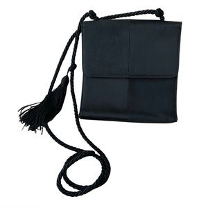 Vintage Black Satin Shoulder Bag